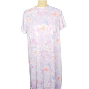 Vintage 1970's Pastel Purple Hawaiian Floral Shift Dress